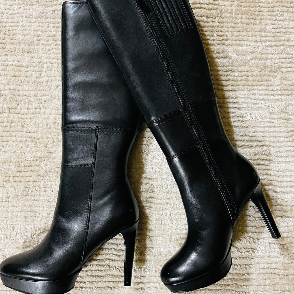 Rockport Black Leather High Heel Knee Boots Size 5M - Picture 3 of 6